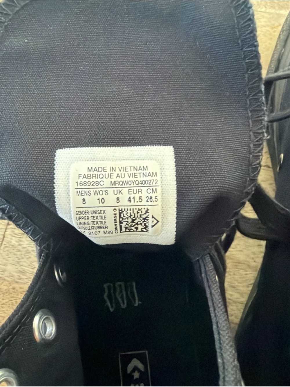 Converse unisex Black High-Top Canvas Sneakers men 8 women’s 10 - Picture 6 of 8